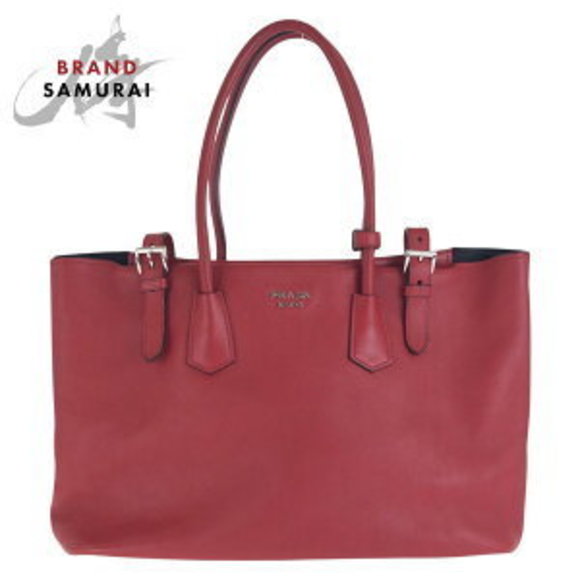 Prada red leather tote Shoulder Bag - Picture 1 of 9